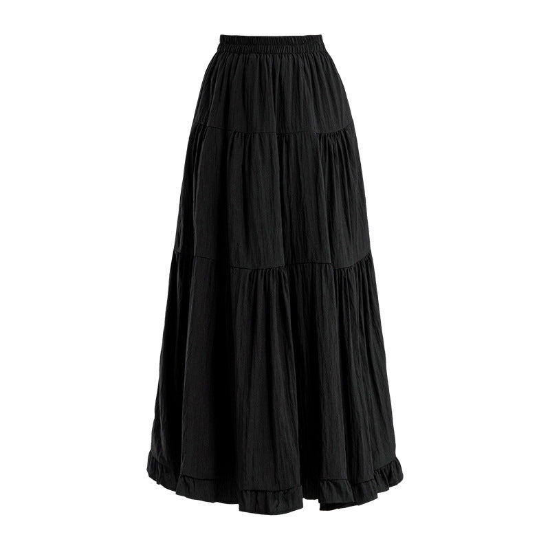 Lace Stitching Fashion Small Lace Elastic Waist Mid-length Umbrella Skirt