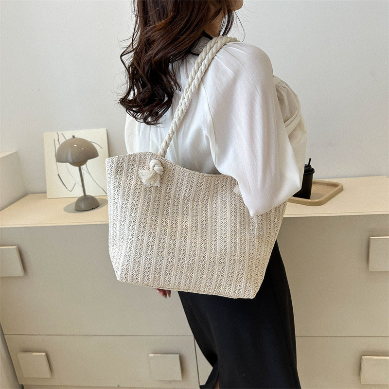 Women's Fashion Straw Large Capacity Shoulder Tote Bag