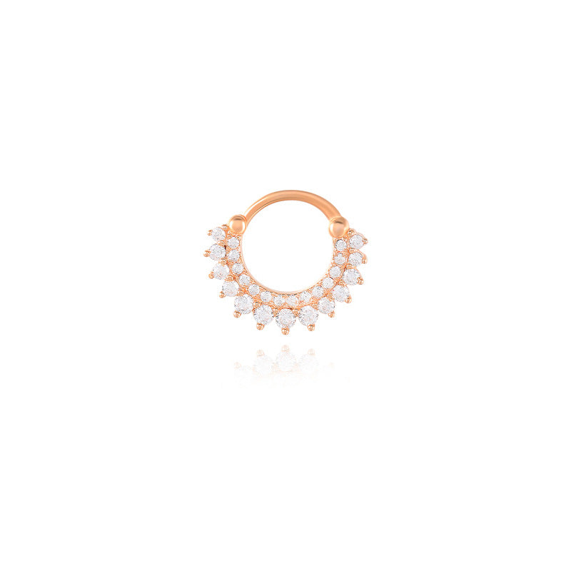 S925 Sterling Silver Diamond Round Nose Ring Stud Earrings