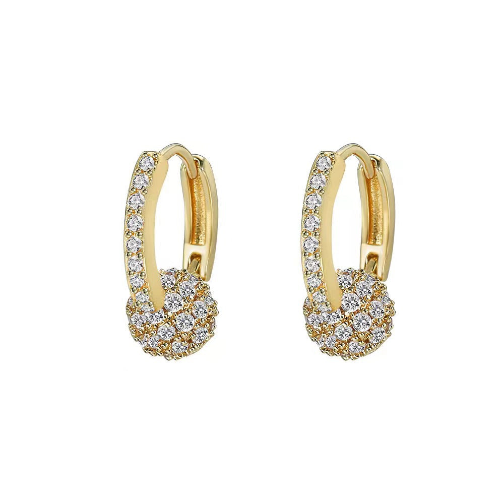 Small Balls Earrings Graceful And Fashionable Zircon Exquisite High Sense
