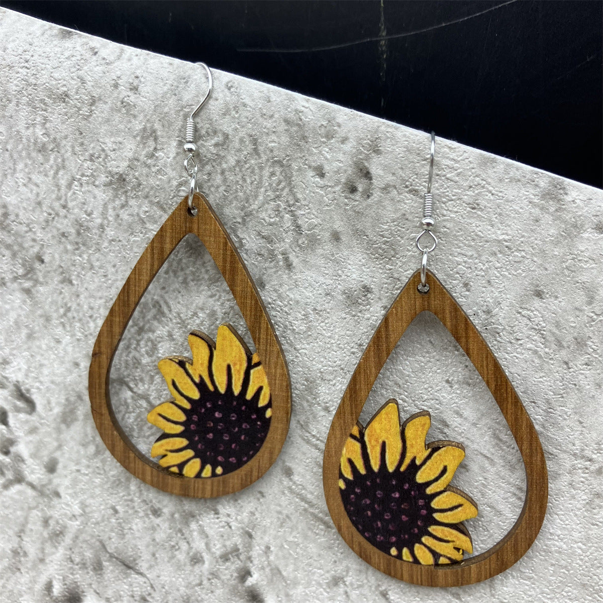 Sunflower SUNFLOWER Wooden Vintage Large Earrings