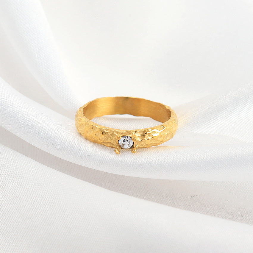 18K Gold-plated Ring With Round Surface Inlaid Pearl