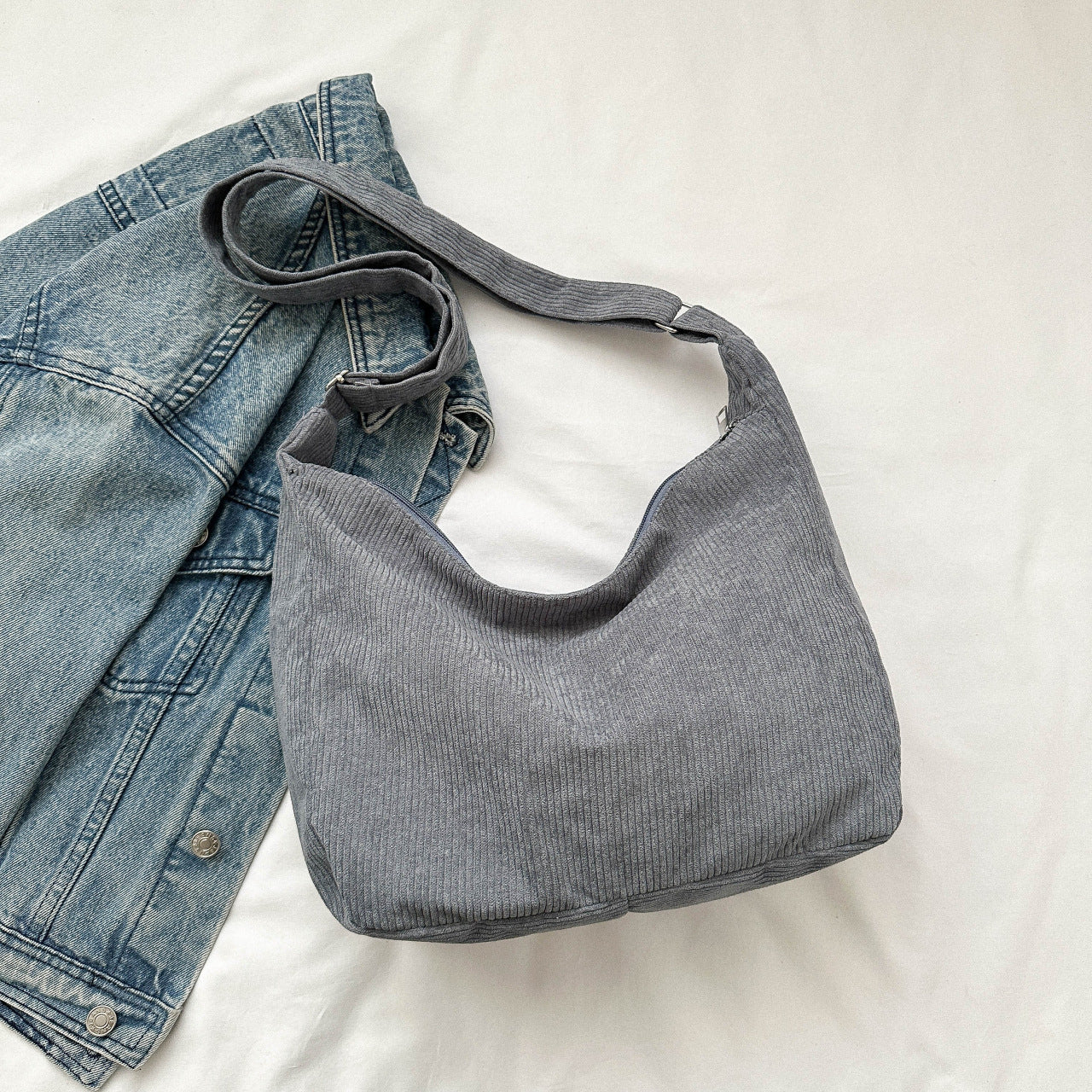 Simple Corduroy Shoulder Bag Fashion Canvas
