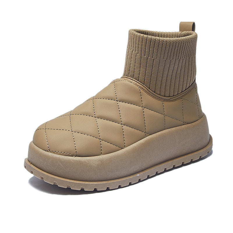 Fleece-lined High-top Snow Boots Female Student Ins Tide Korean Warm Casual Cotton-padded Shoes