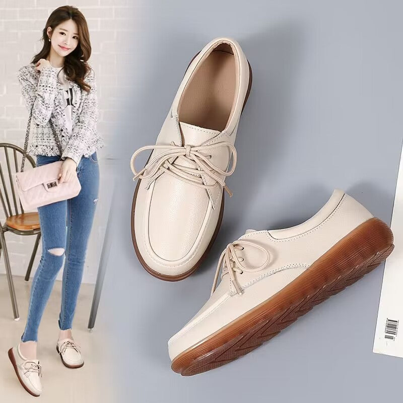 Small Leather Shoes Plus Size Round Toe Flat Bottom