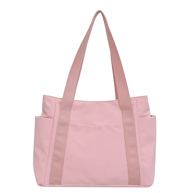 New Japanese Style Solid Color Tote Bag Shoulder Bag Casual Simple Canvas Handbag