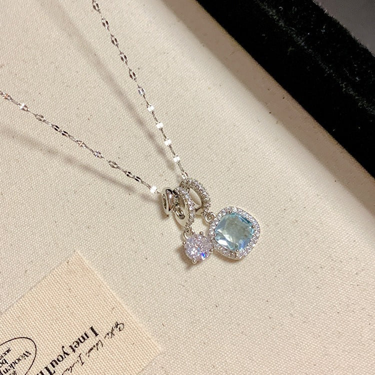 Blue Crystal Pendant Necklace For Women