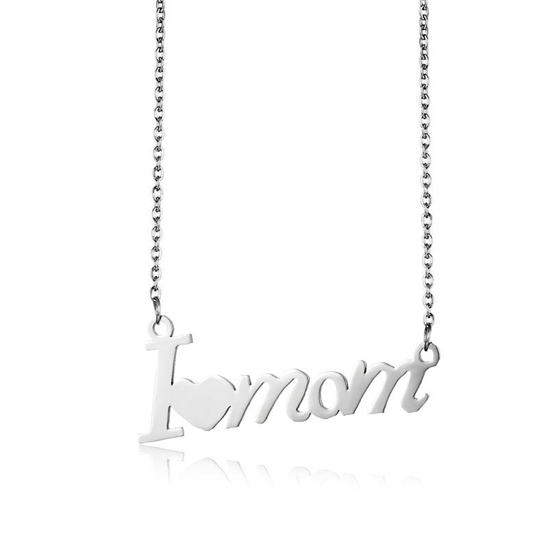 MOM Mother's Day Necklace Simple English Letters Glossy