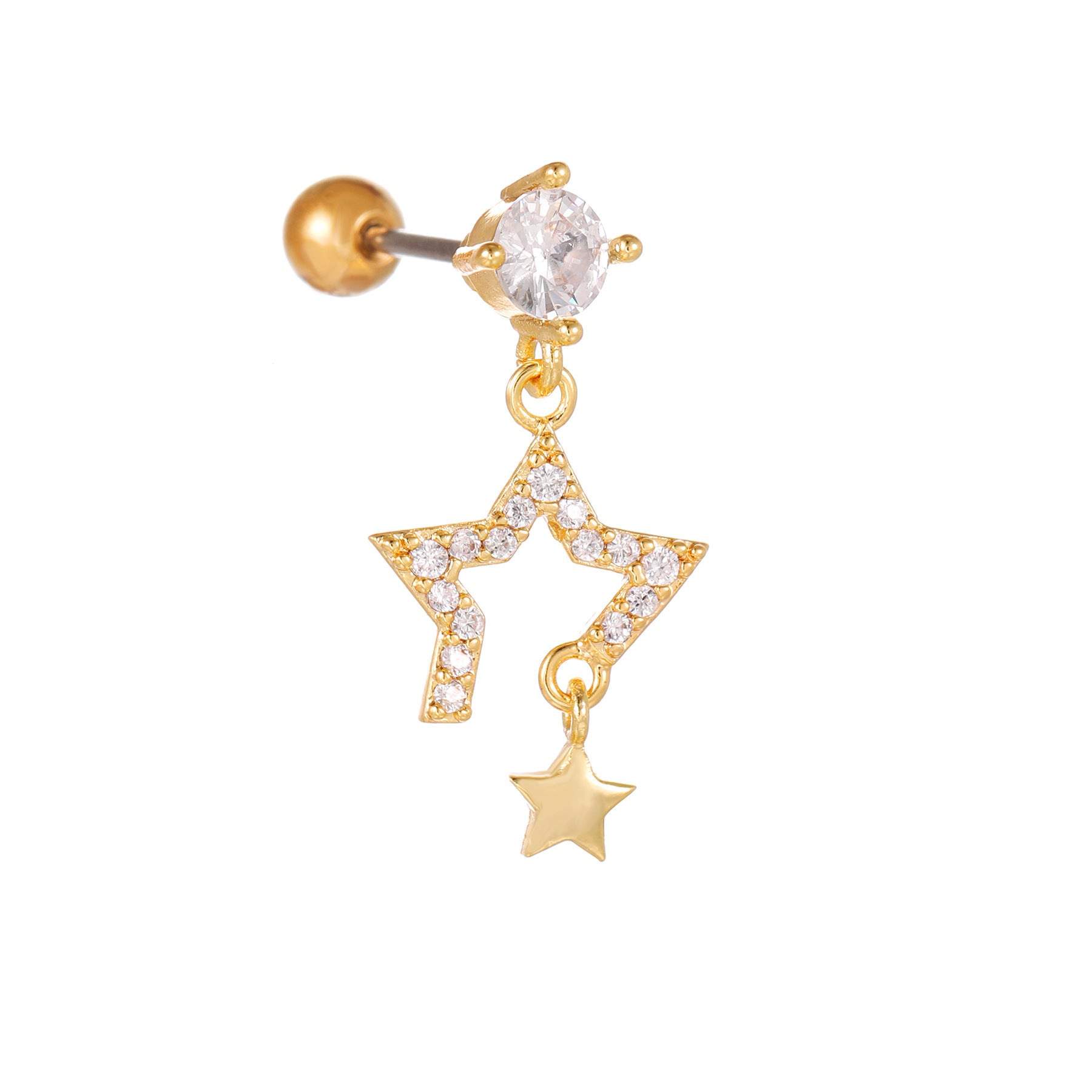 Fashion Tassel Star Moon Micro Inlaid Zircon Earrings