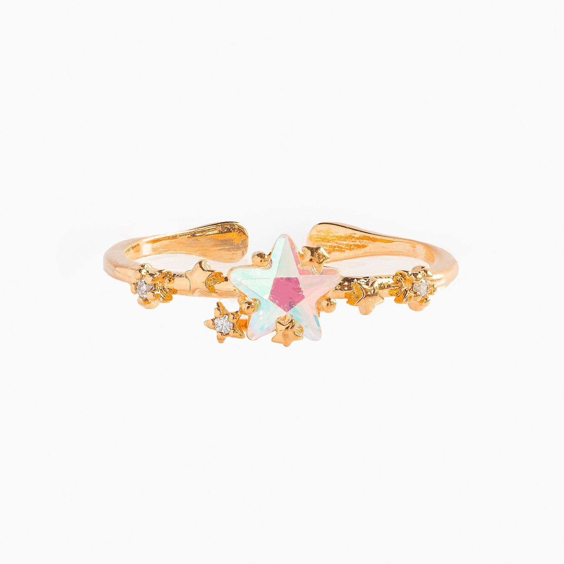 Five-pointed Star Open Ring 18K Real Gold Color Retention