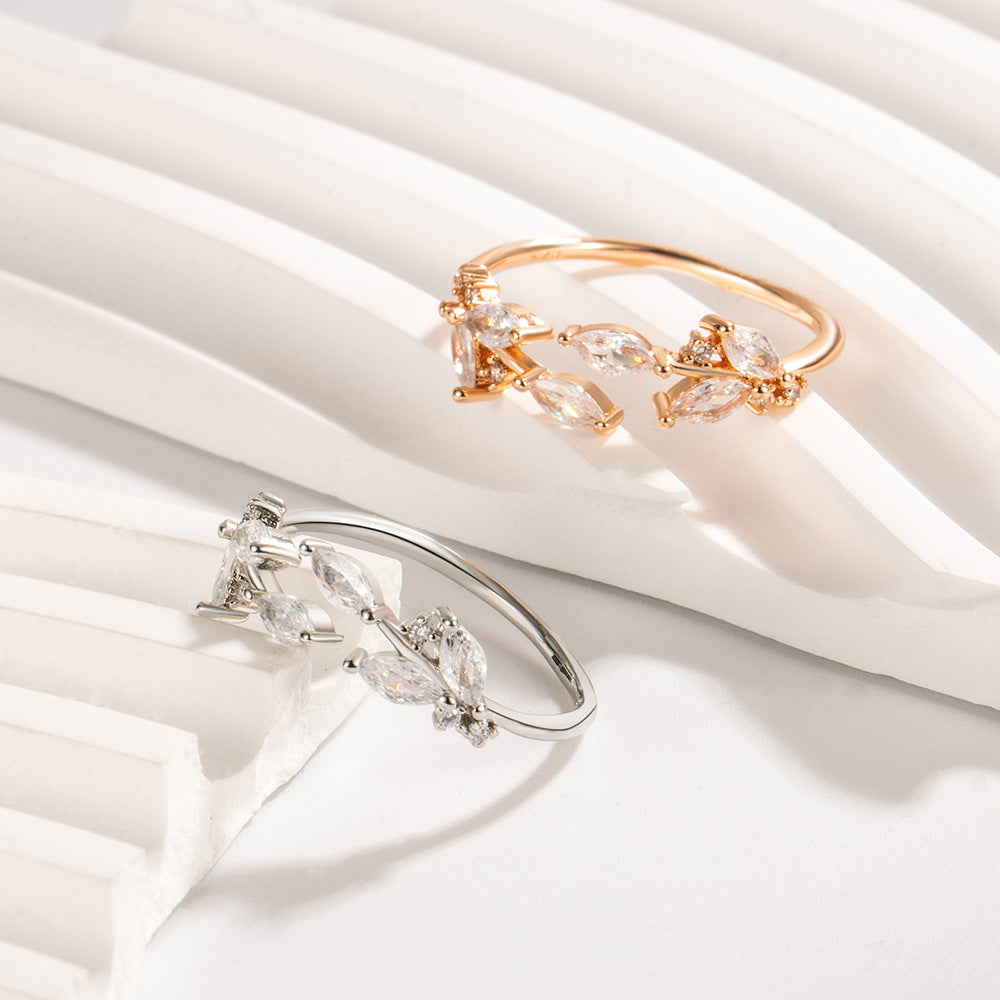 Design Leaf Zircon Ring For Women