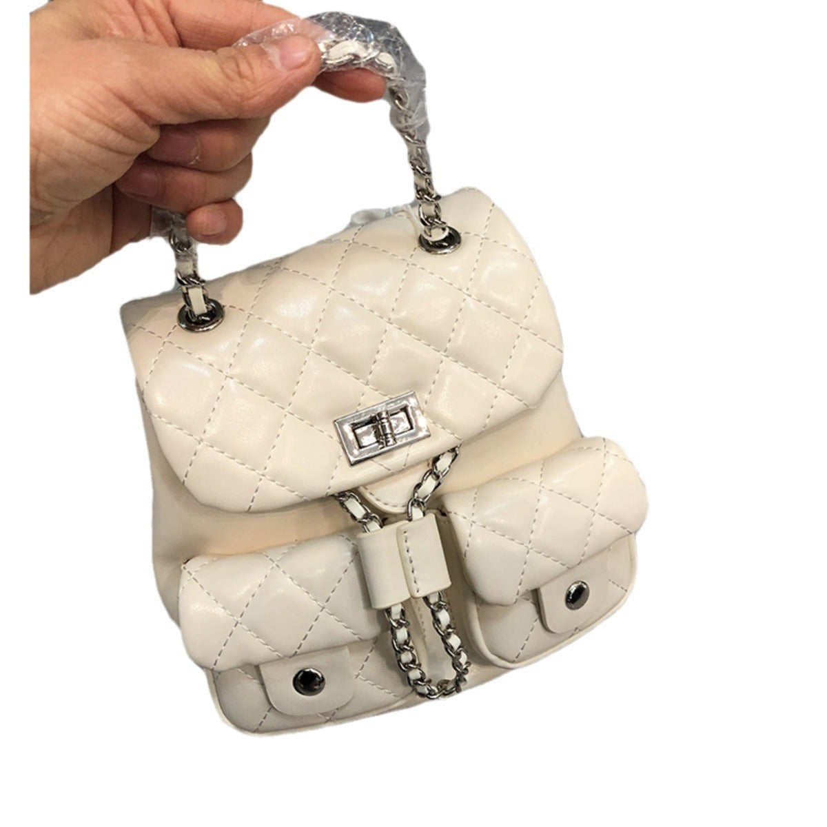 Diamond Chain High-grade Multi-pocket Lock Design Backpack