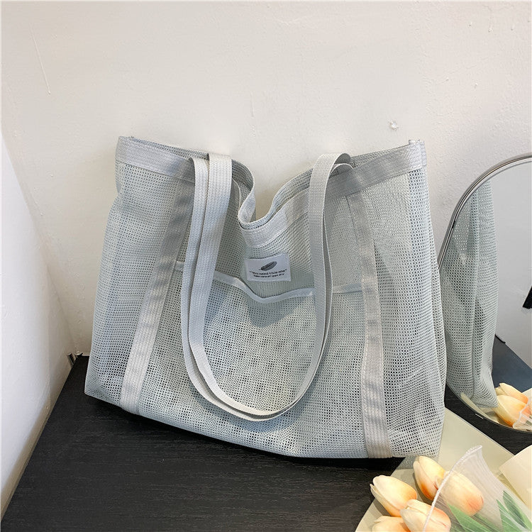 Mesh Handbag Transparent Shopping Bag Large Capacity Shoulder Bag Women