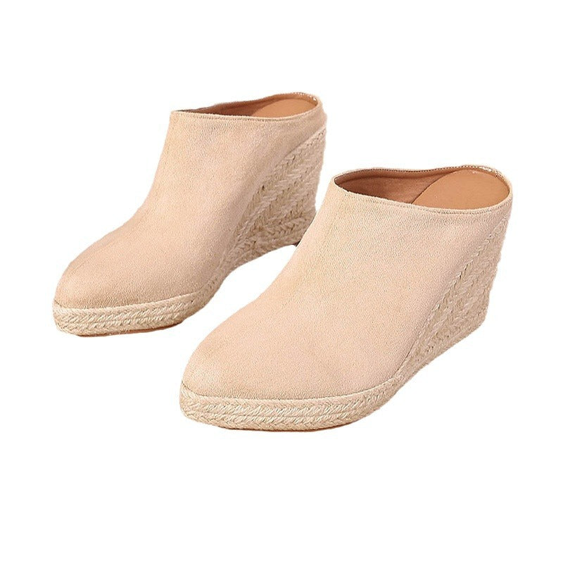 Pointed Toe Wedge Thick Bottom Toe Cap Women's Slippers