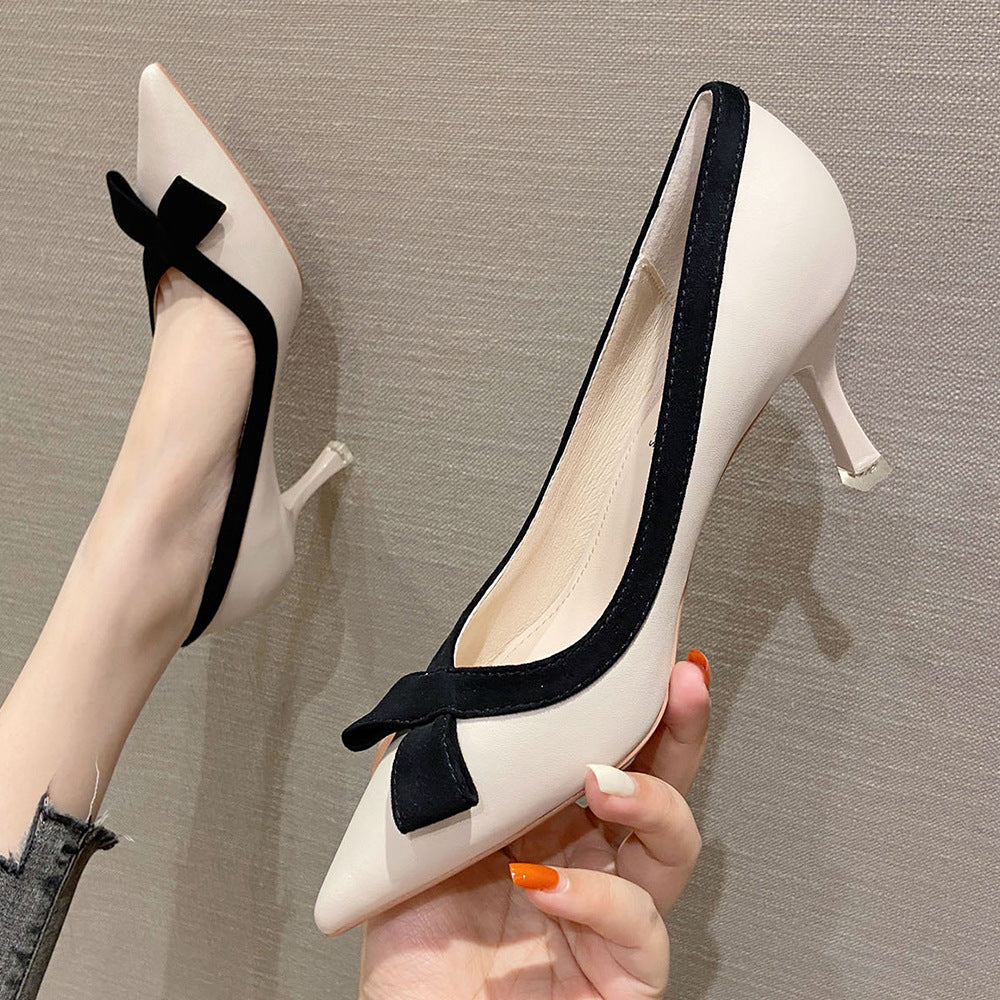 French Style Bow High Heels Special-interest Design