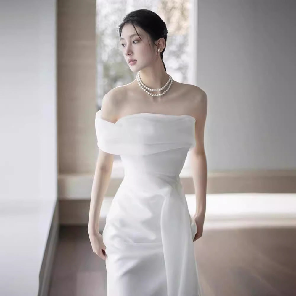 French Off-shoulder Light Wedding Dress Bride