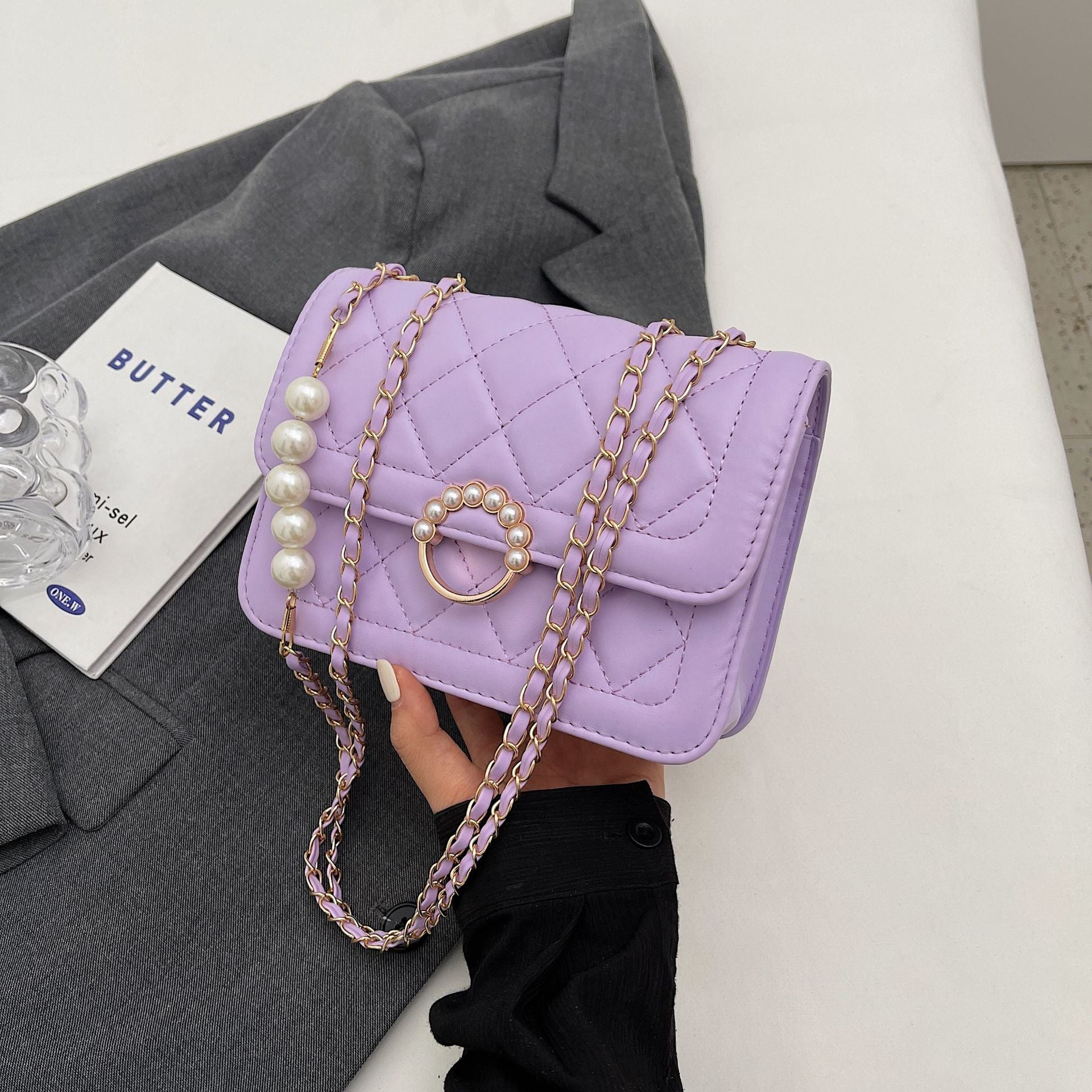 Women's Fashion All-match Pearl Chain Shoulder Messenger Bag