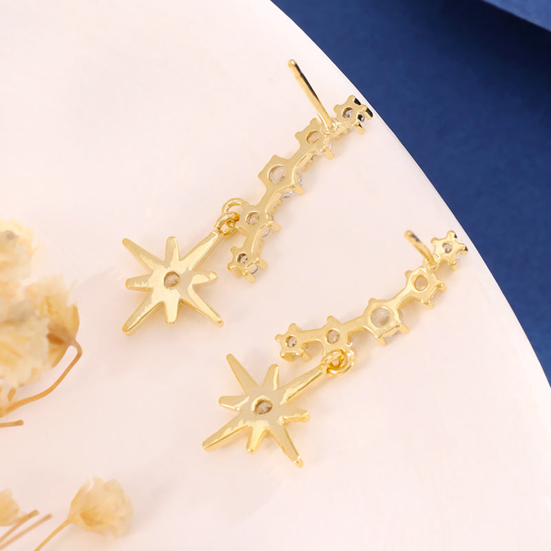 Eight Mang Star Micro-inlaid Diamond Super Stud Earrings For Women