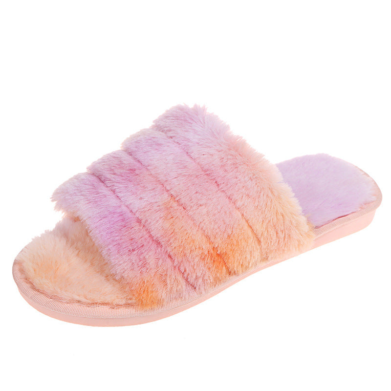 New Autumn And Winter Fluffy Slippers Women