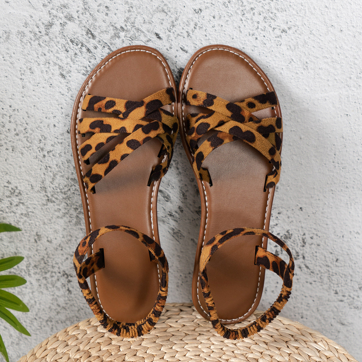 Leopard Print Sandals Women's Fashion Flat Non-slip