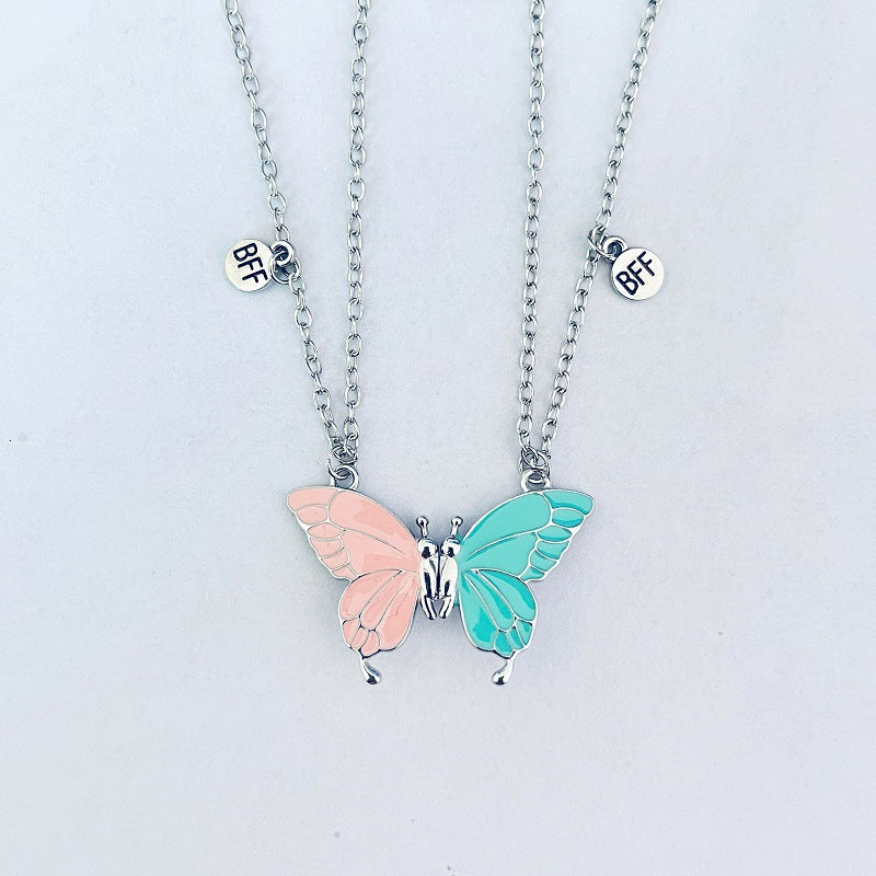 Creative Good Friend Pendant Butterfly Couple Necklace
