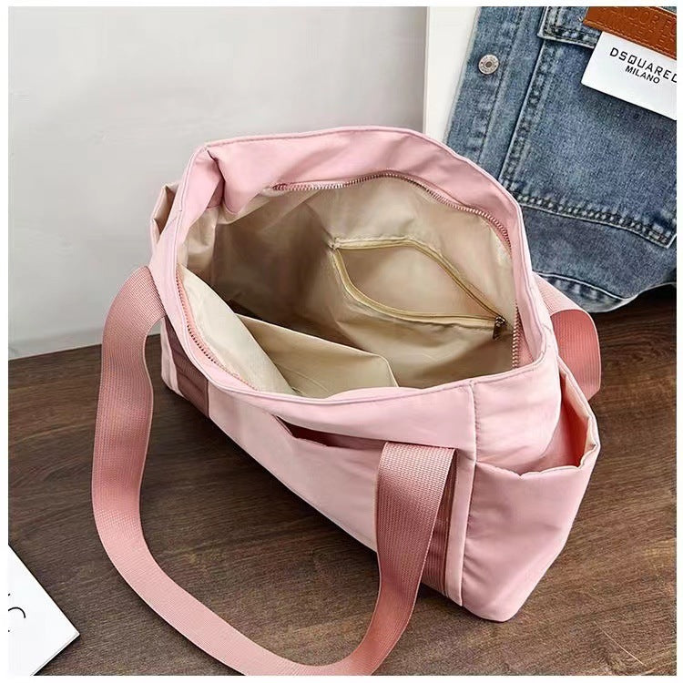 New Japanese Style Solid Color Tote Bag Shoulder Bag Casual Simple Canvas Handbag