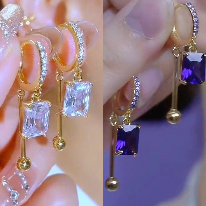 Micro-inlaid Diamond Ball Earrings Female Niche