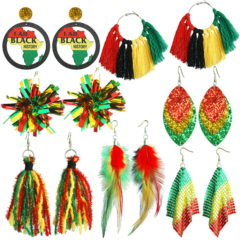 Black Liberation Day African Women High Profile Large Earrings