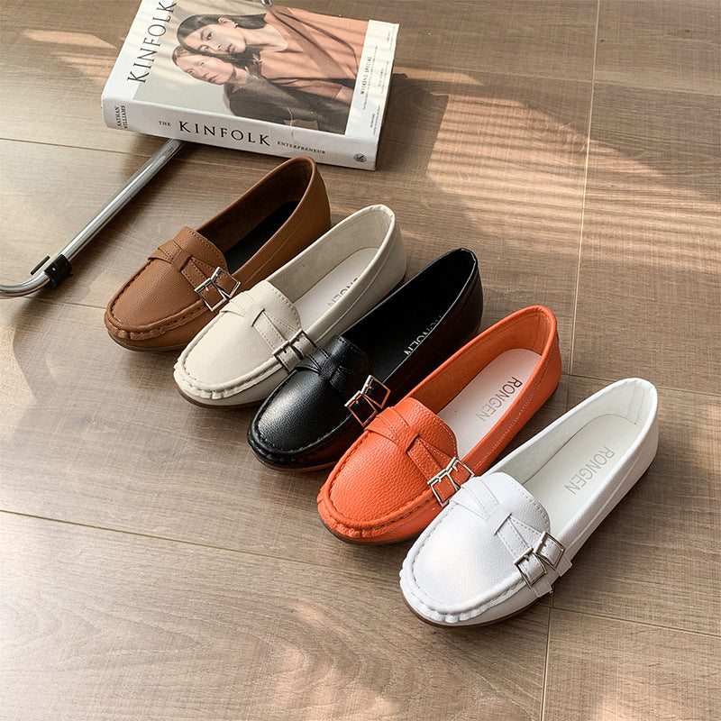 Spring And Autumn New Single Layer Shoes Women's Fashion Belt Buckle Mom Shoes