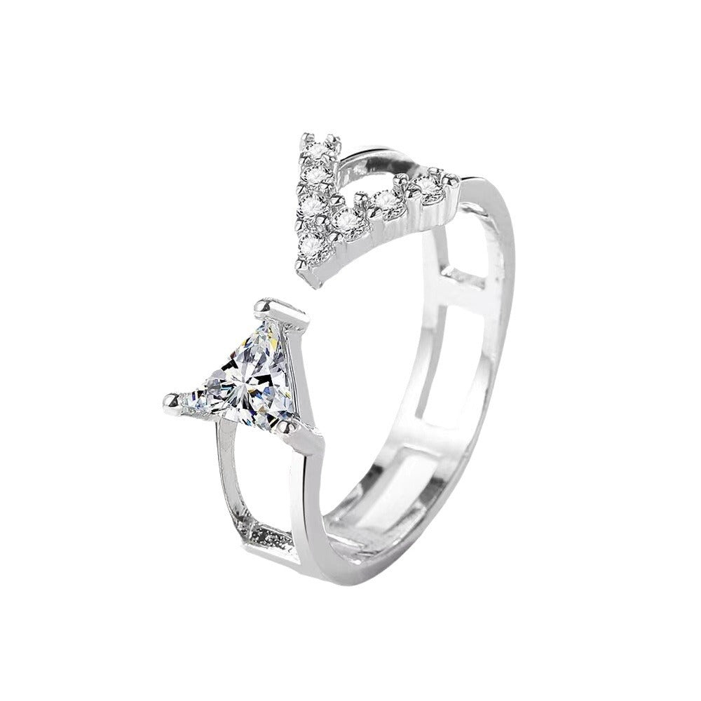 Letter Design Advanced Texture Ring Personalized Zircon
