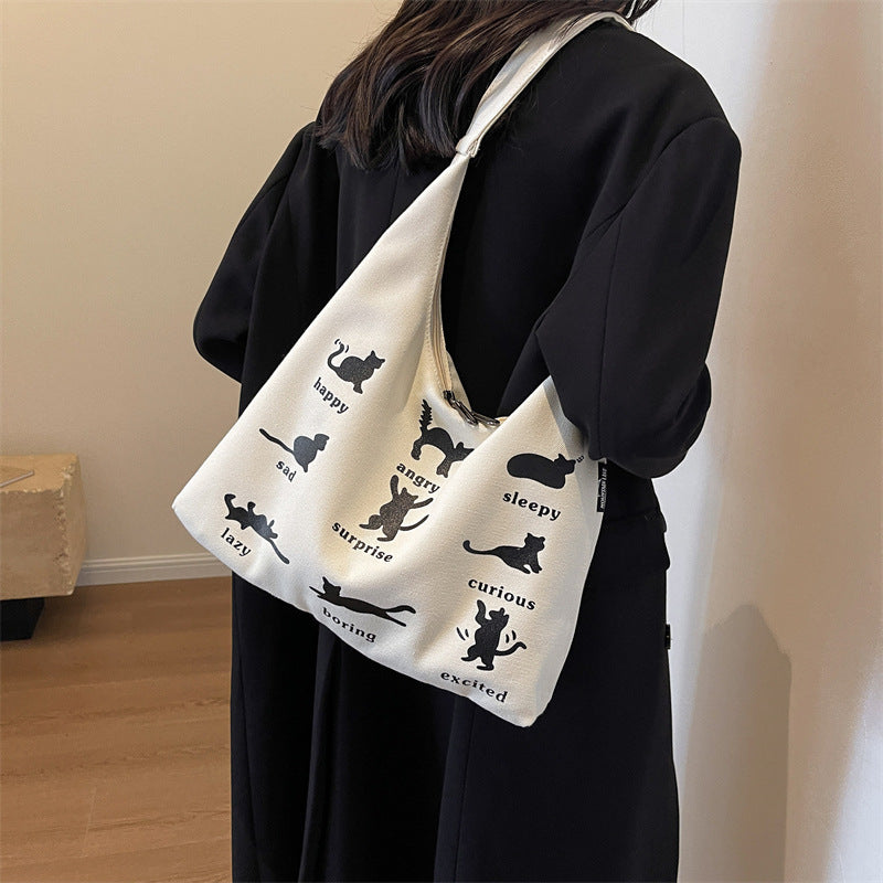 Canvas Bag Women's One-shoulder Summer Small Japanese Korean Idle Style Original Handbags Large Capacity