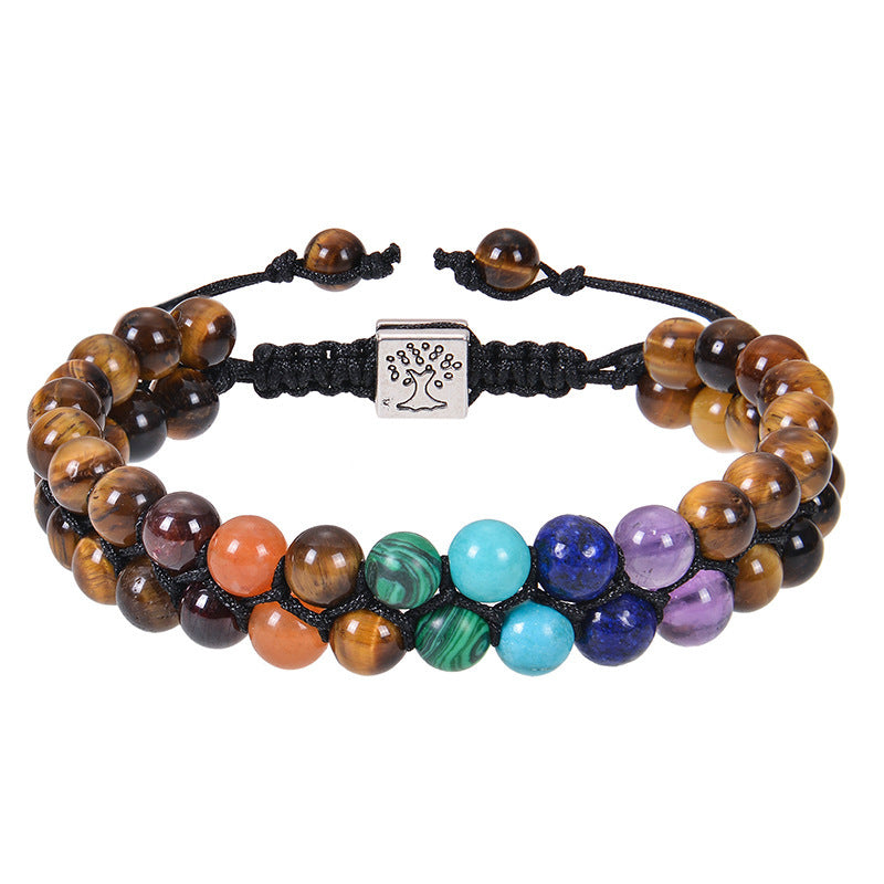 Fashion Jewelry 6mm Colorful Natural Stone Double-layer Bracelet