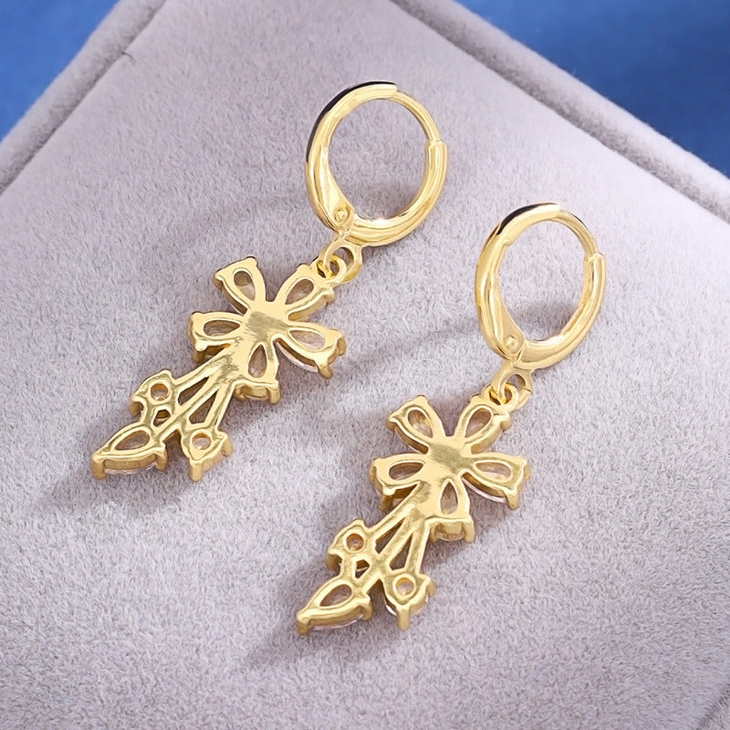 Fashion Micro Inlaid Zircon Flower Earrings For Women