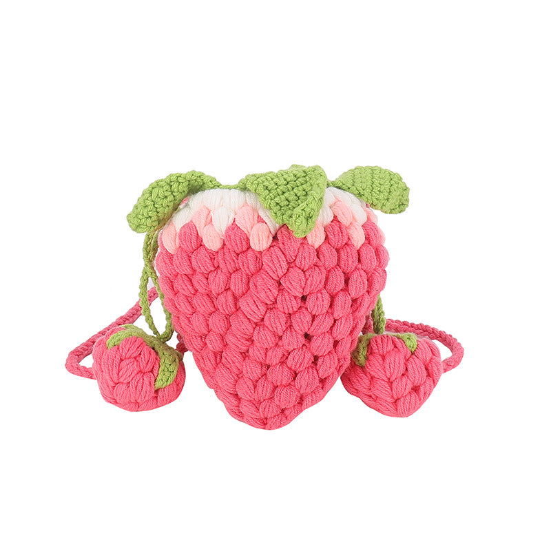 Wool Crochet Gradient Strawberry Shape Bag Knitting