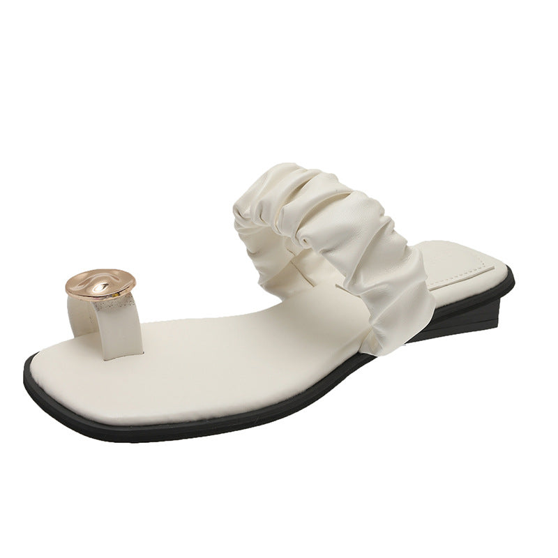 Square Head Muffin Beach Shoes Platform Slippers