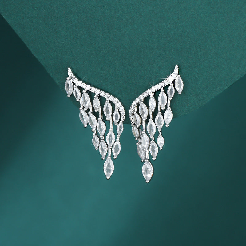 Full Diamond Super Shiny Angel Wings Stud Earrings