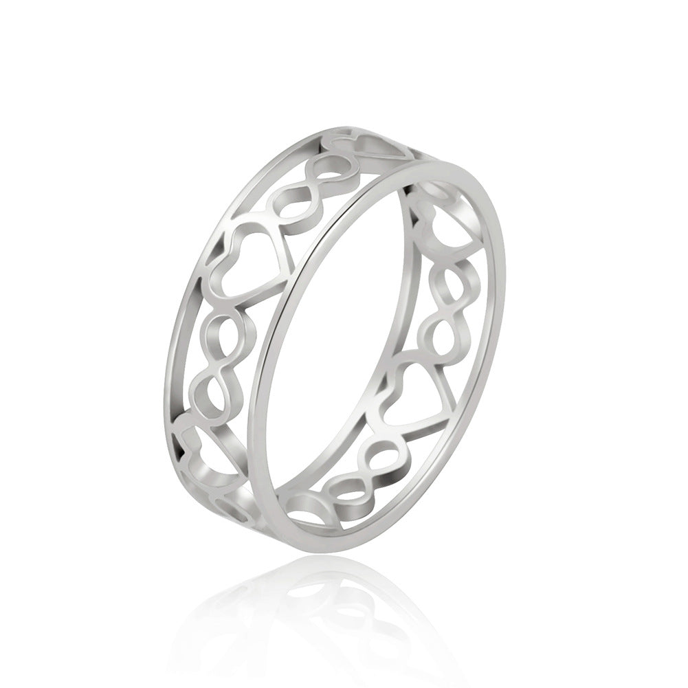 Simple Fashion Titanium Steel Hollow Love Heart-shaped Ring