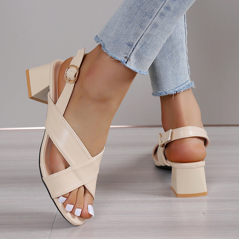 Women's Fashion Chunky Heel Ankle-strap Sandals