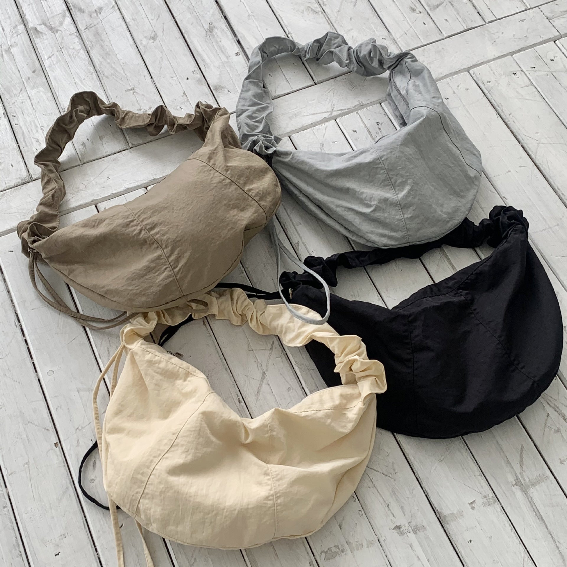 Women's Fashionable Simple Pleated Nylon Cloth Portable Shoulder Bag