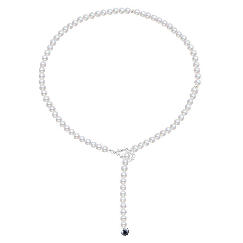 925 Sterling Silver Simple High-grade Necklace Female Shijia Shell Pearls Special-interest Design Pull-up