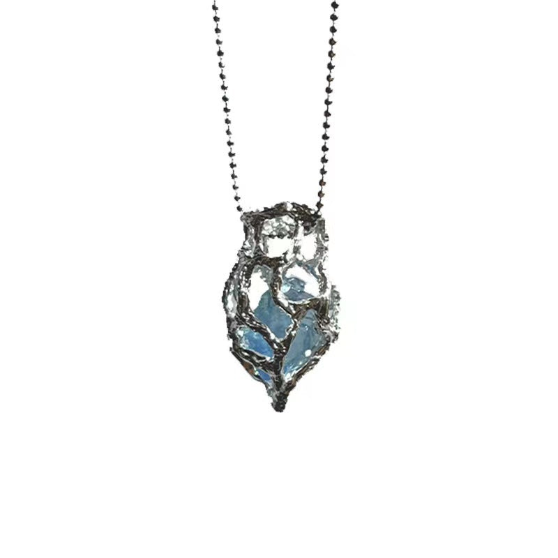 Blue Ice Heart Necklace For Women