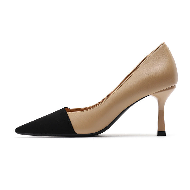 Color-blocking Stiletto Heel Pumps Female Commuter Shallow Mouth Pointed