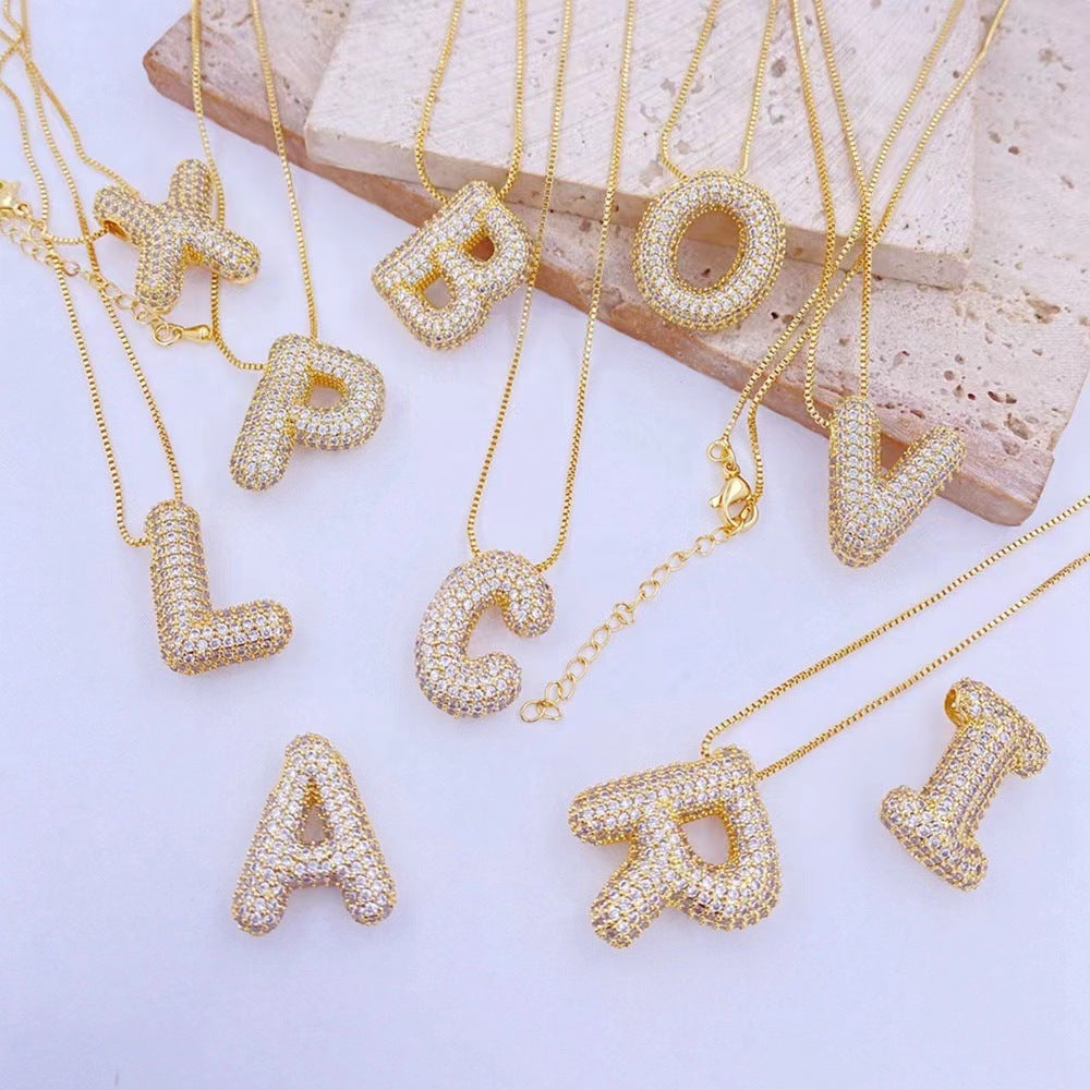 18K Gold Plated Balloon English Letter Pendant Necklace