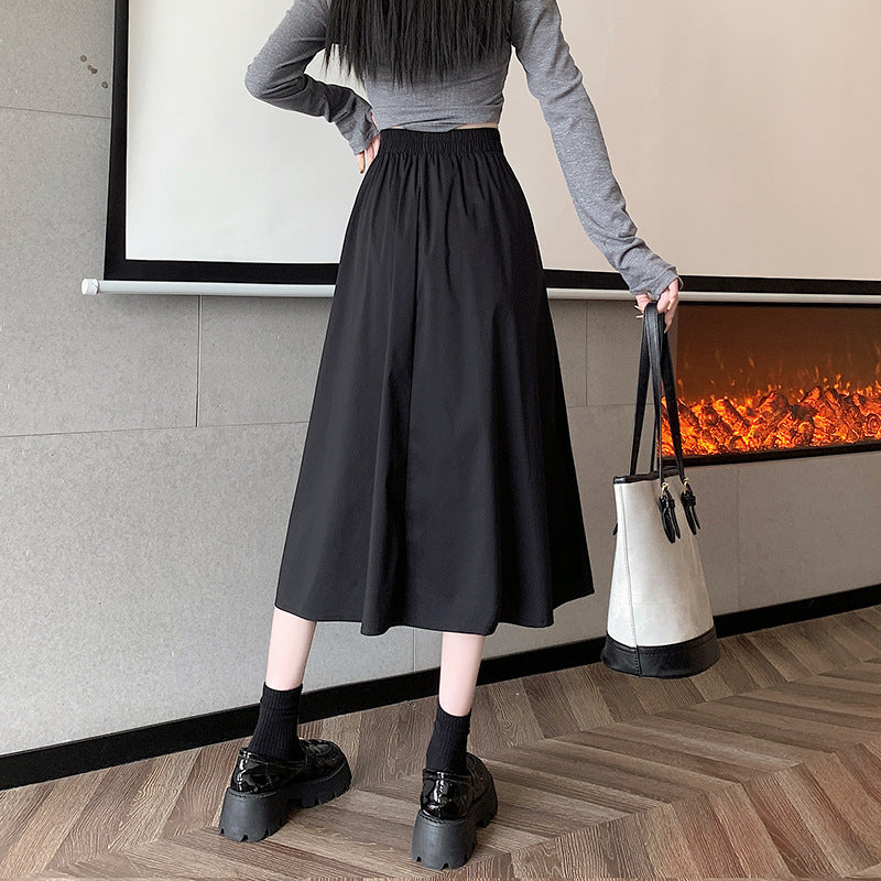 French Elastic Waist Drawstring Irregular Skirt
