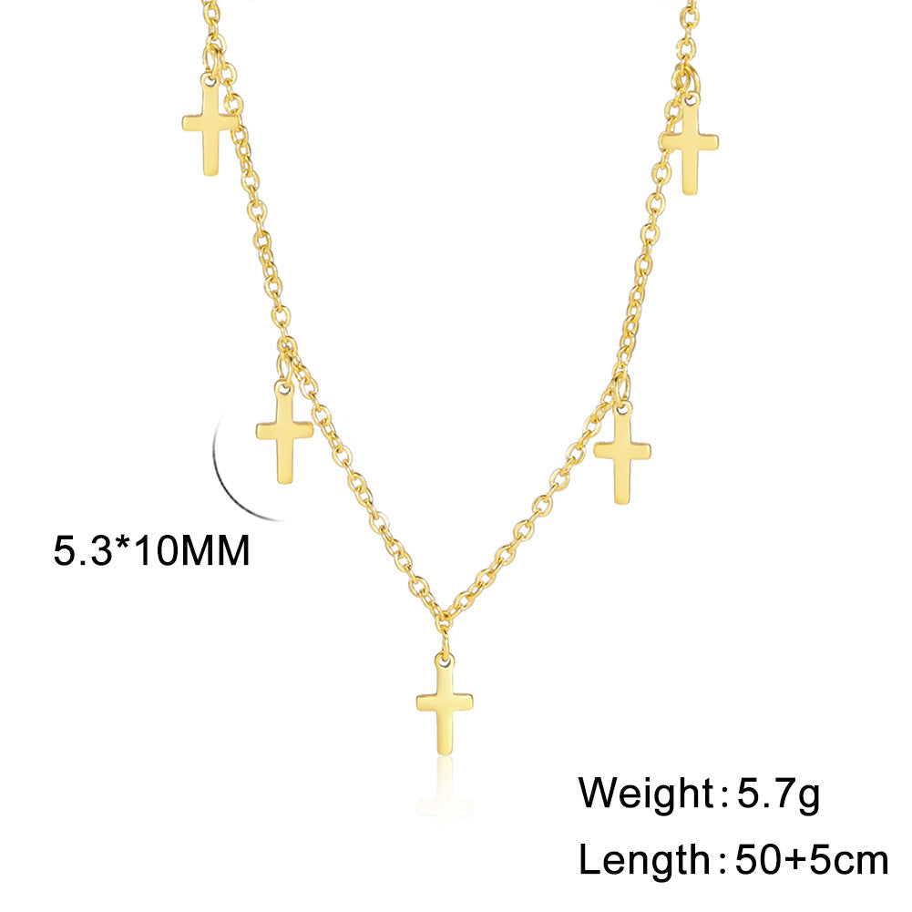 Women's Trendy All-match Light Luxury Cross Pendant Stainless Steel Necklace