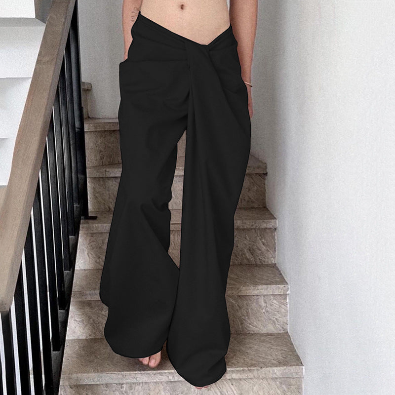 Low Waisted Loose Fitting Wide Leg Pants