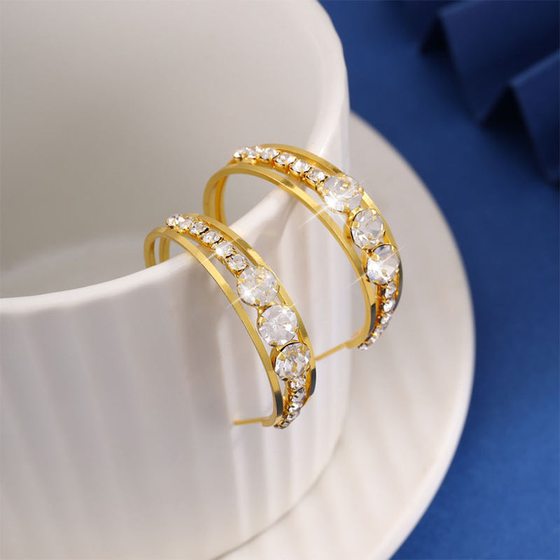 Women's Diamond High Profile Large Earrings Design