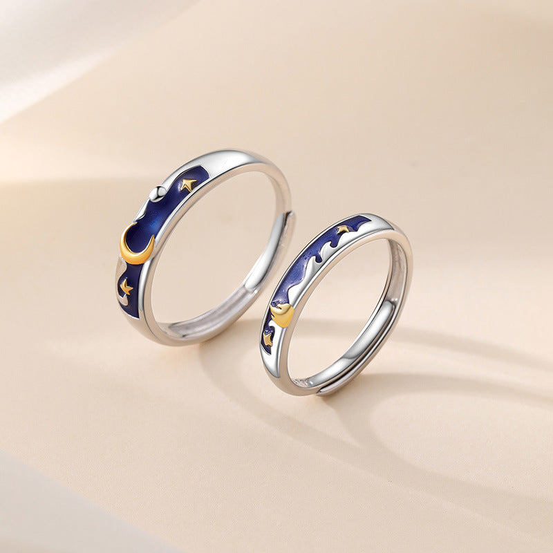 Star And Moon Couple Ring Pair