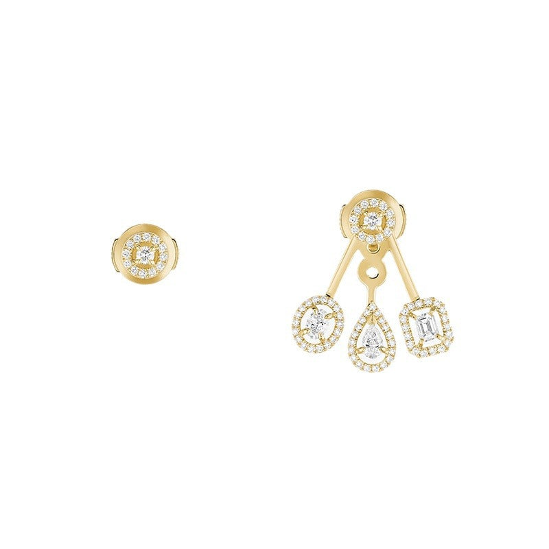 Women's Fashion Geometry Pattern Design Niche Zircon Rose Gold Earrings