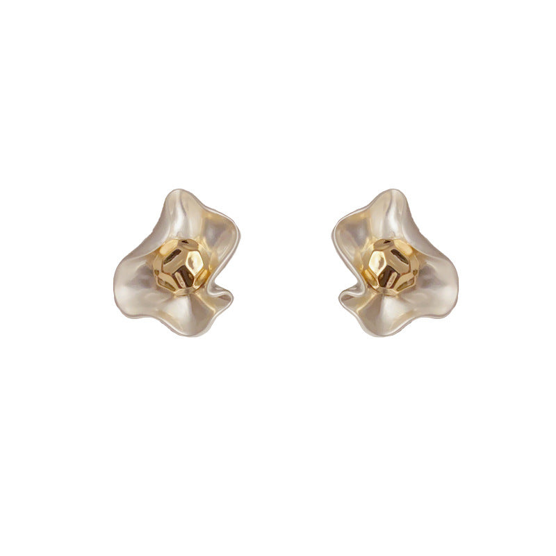 Sterling Silver Needle Niche Design Simple Graceful Metal Petal Stud Earrings